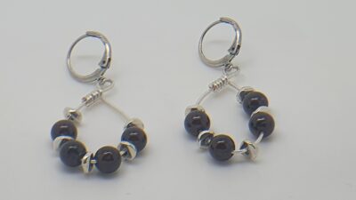 Boucles d'oreilles argent et grenat