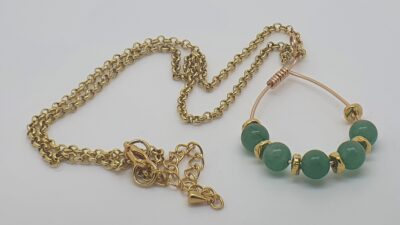 Collier chaîne vert et doré